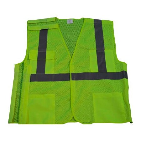 Petra Roc Inc Petra Roc 5-Point Breakaway Safety Vest, ANSI Class 2, Polyester Mesh, Lime, 2XL/3XL LVM2-5PB-2X/3X
